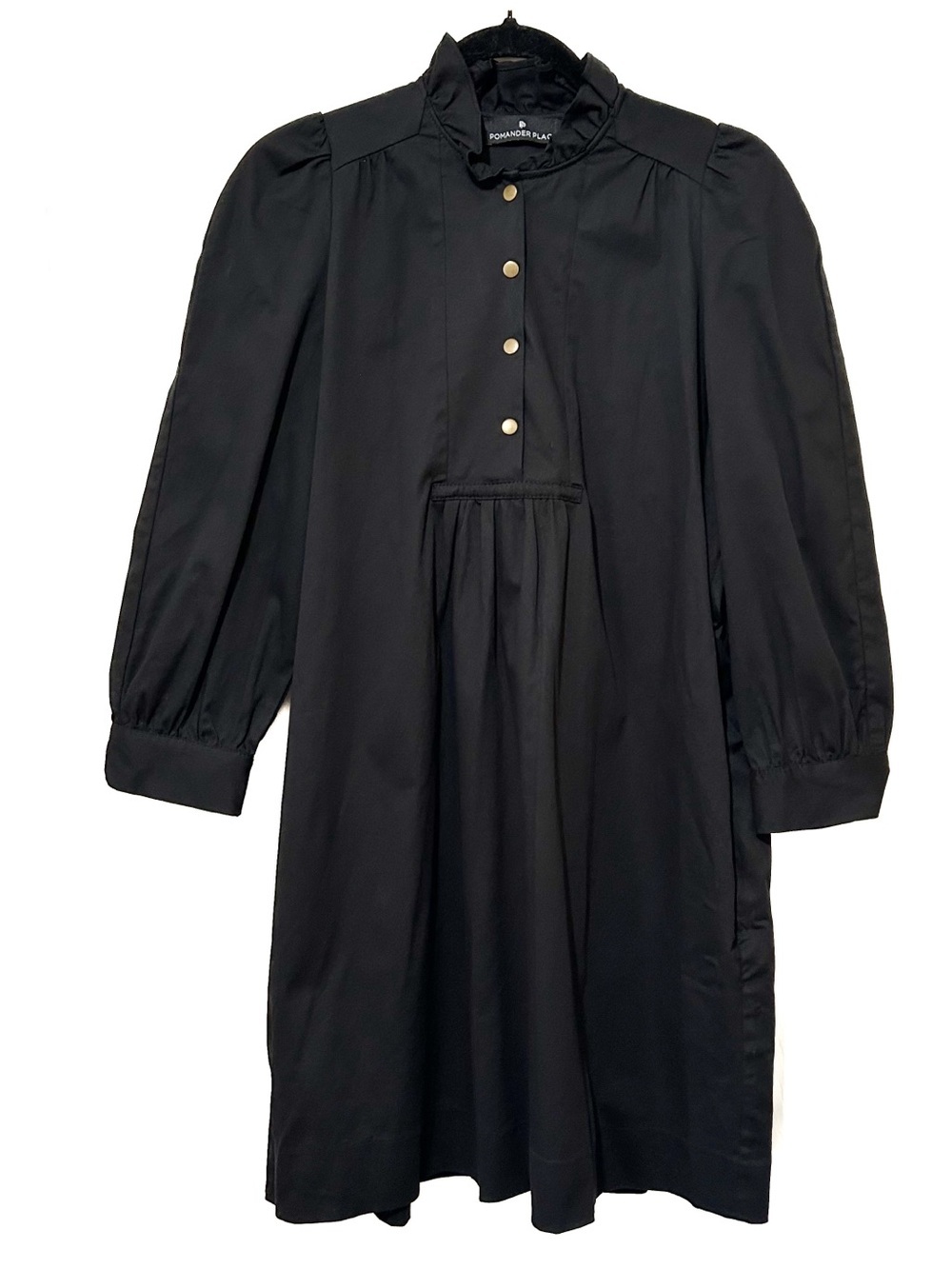 Pomander Place Black Puff Sleeve Mini Dress Business Casual Preppy LBD Sz Small